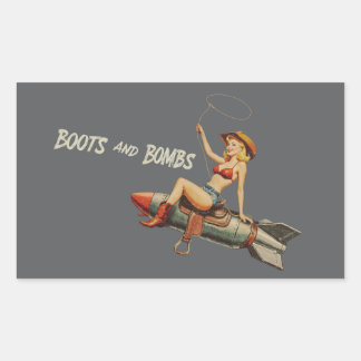 Pegatina Rectangular Nose Art Pinup Chica con Lasso