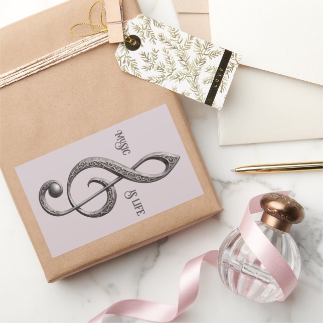 Pegatina Rectangular Nota de limpieza musical de texto de personalizado (Regalar)