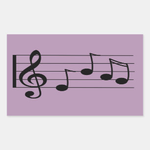 Pegatina Rectangular Notaciones musicales trébol clef y personal