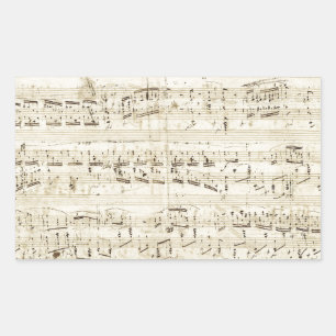 Pegatina Rectangular Notas de Música Antiguas - Partitura de Chopin