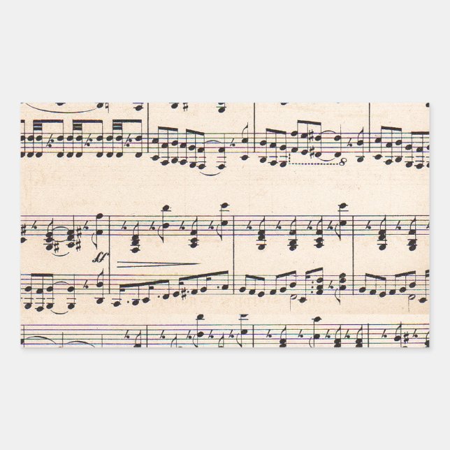 Pegatina Rectangular Notas de puntuación de la música de hojas antiguas (Anverso)