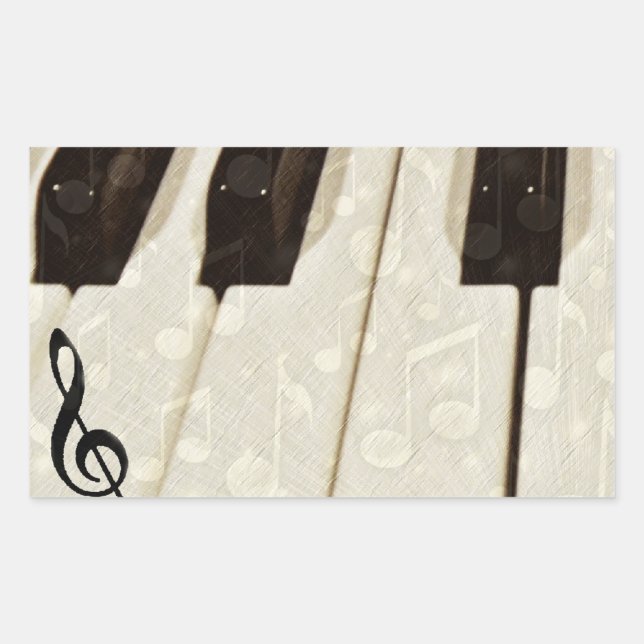 Pegatina Rectangular Notas musicales y claves_ (Anverso)