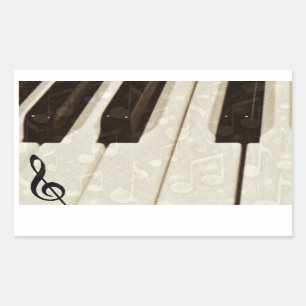 Pegatina Rectangular Notas musicales y claves_