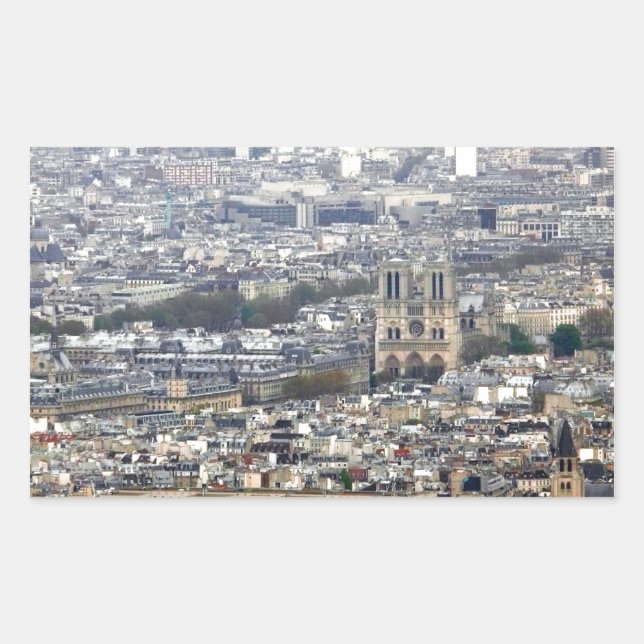 Pegatina Rectangular Notre Dame Paris Francia (Anverso)