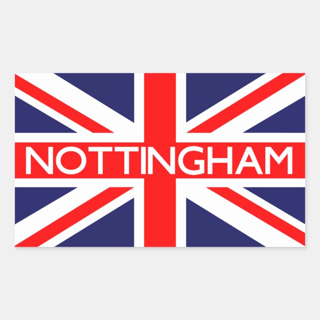 Pegatina Rectangular Nottingham: Bandera británica (Anverso)
