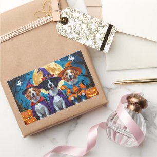 Pegatina Rectangular Nova Scotia Duck Toller Pumpkin Halloween Funny