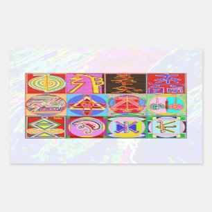 Pegatina Rectangular NOVINO ReikiHealing n Símbolos de KARUNA Reiki