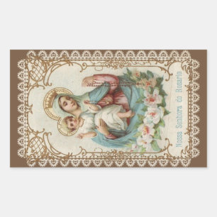 Pegatina Rectangular Nuestra Señora del Rosario con el Niño Jesús