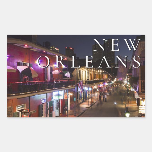 Pegatina Rectangular Nueva Orleans, Luisiana | El barrio francés (Anverso)