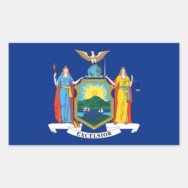 Pegatina Rectangular Nueva York: El Estado Imperial, bandera de la Gran (Anverso)
