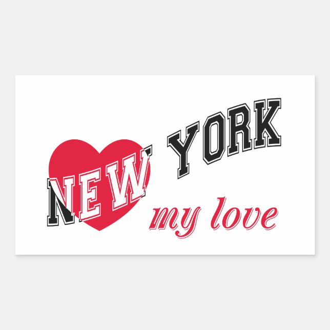 Pegatina Rectangular Nueva York mi amor (Anverso)