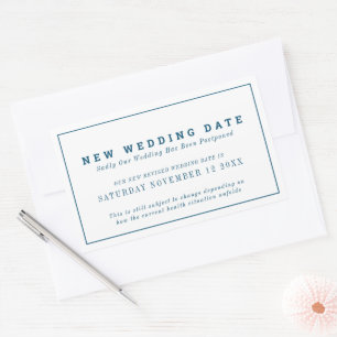 Pegatina Rectangular Nuevo boda fecha cambio de evento de aplazamiento
