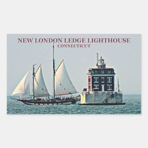 Pegatina Rectangular Nuevo faro de London Ledge, Pegatinas de Connectic