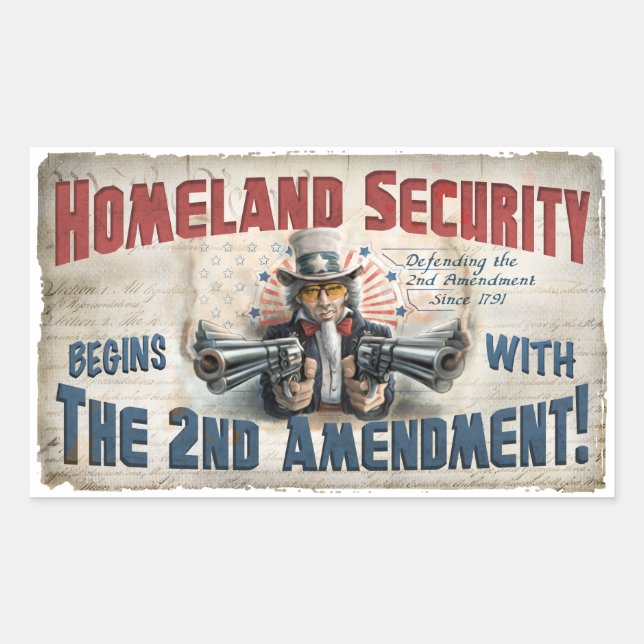 Pegatina Rectangular Nuevo juego de derechos de armas (Anverso)