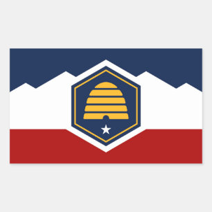 Pegatina Rectangular nuevo símbolo de bandera del estado de Utah EE. UU