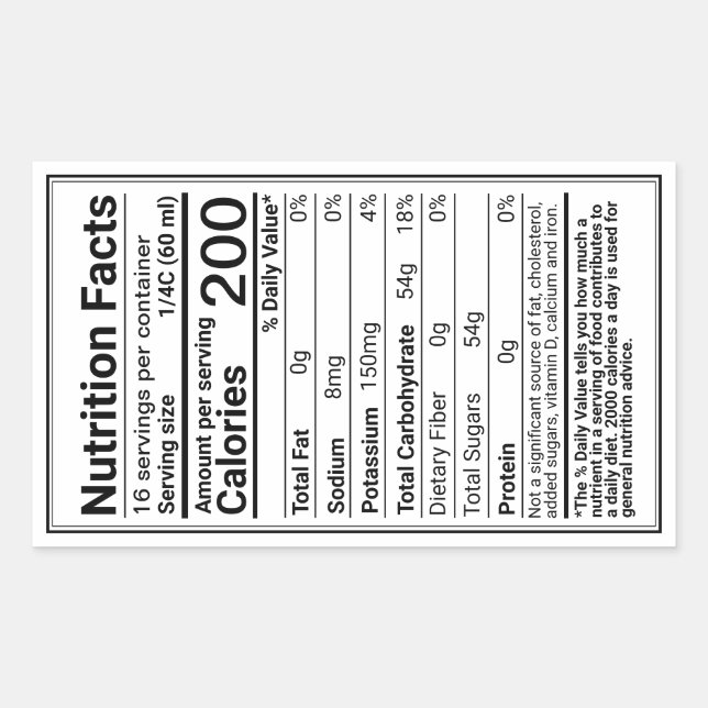 Pegatina Rectangular NUEVOS Hechos de nutrición de jarabe de arce con b (Anverso)