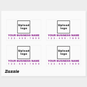 Pegatina Rectangular Número de teléfono comercial Textos púrpuros sobre