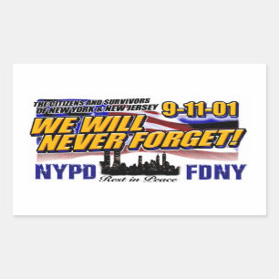PEGATINA RECTANGULAR NUNCA OLVIDAREMOS 911