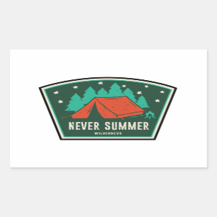 Pegatina Rectangular Nunca Verano Salvaje Camping Colorado
