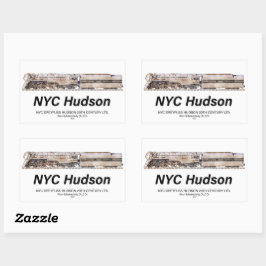 Pegatina Rectangular NYC Dreyfuss Hudson Steam Locomotive. Profile