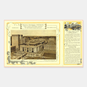 Pegatina Rectangular NYCentral Railroad Flyer - Grand Central Terminal