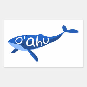 Pegatina Rectangular O'ahu Hawaii Whale