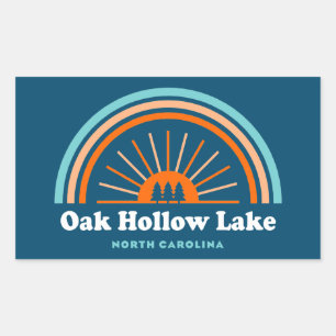 Pegatina Rectangular Oak Hollow Lake North Carolina Rainbow