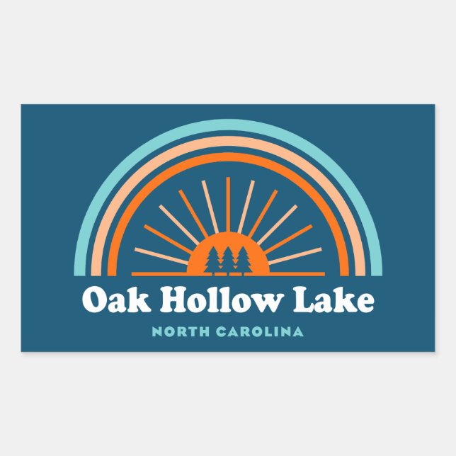 Pegatina Rectangular Oak Hollow Lake North Carolina Rainbow (Anverso)