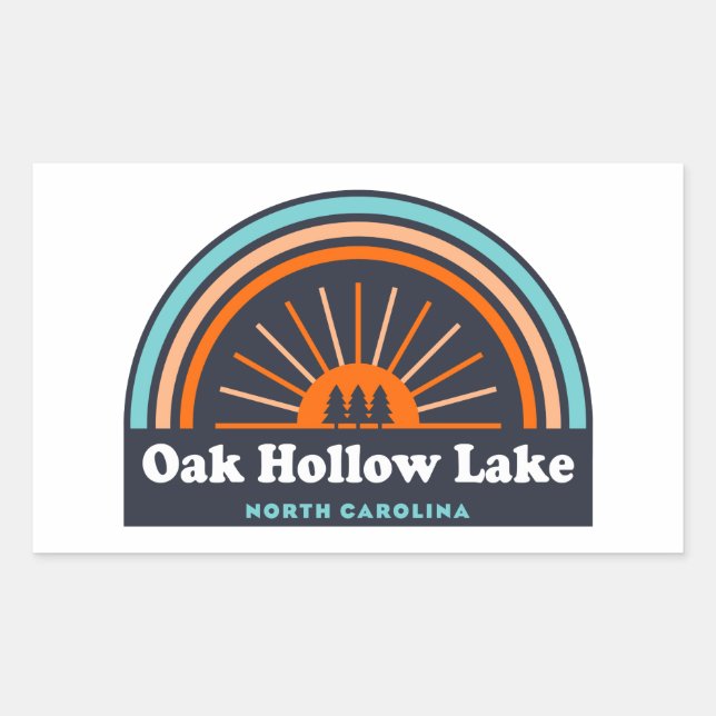 Pegatina Rectangular Oak Hollow Lake North Carolina Rainbow (Anverso)