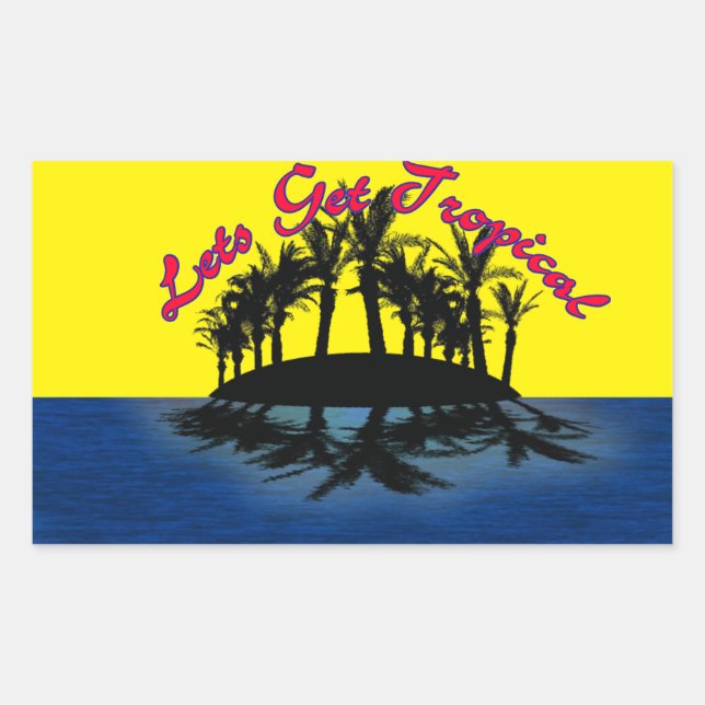 Pegatina Rectangular Oasis tropical: Seamos tropicales (Anverso)