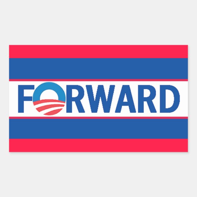 Pegatina Rectangular Obama ADELANTE (Anverso)