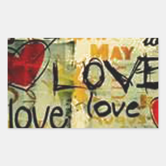 Pegatina Rectangular Obtén Un Pequeño Graffiti De Amor (Anverso)