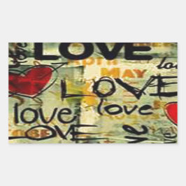 Pegatina Rectangular Obtén Un Pequeño Graffiti De Amor