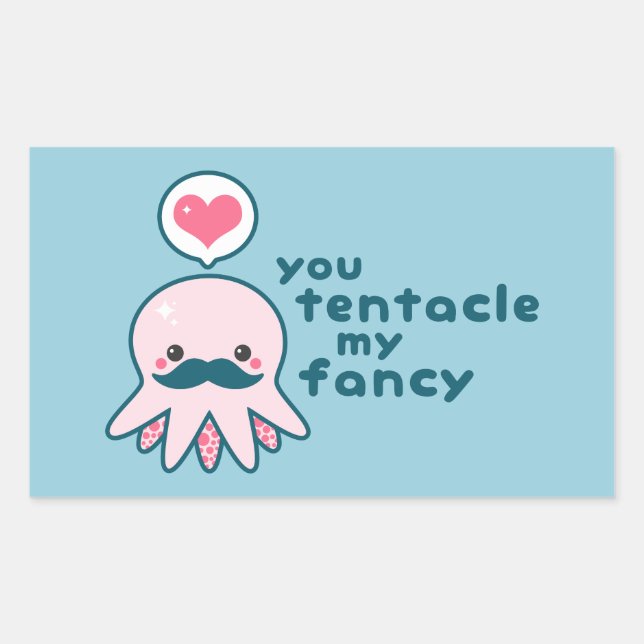 Pegatina Rectangular Octopus El día de San Valentín divertido (Anverso)