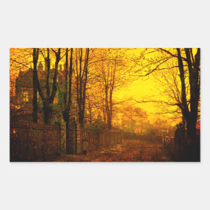 Pegatina Rectangular Octubre después del glow John Atkinson Grimshaw