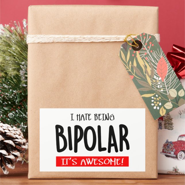 Pegatina Rectangular Odio ser bipolar (Vacaciones)