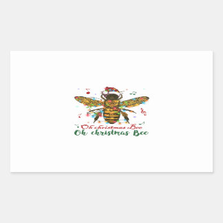 Pegatina Rectangular Oh Feliz Regalos de Abejas de Navidad