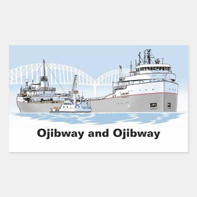 Pegatina Rectangular Ojibway y Ojibway (Anverso)