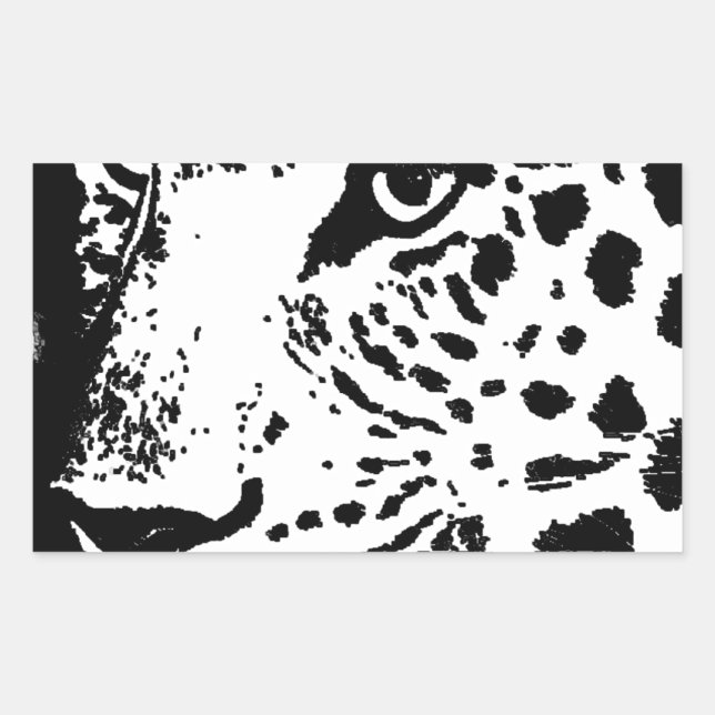 Pegatina Rectangular Ojo blanco y negro del leopardo (Anverso)