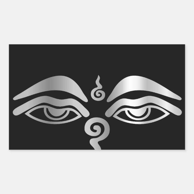Pegatina Rectangular Ojo de Buda - Símbolo budista (Anverso)