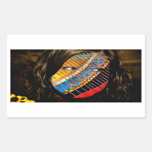 Pegatina Rectangular ojos abiertos con flores