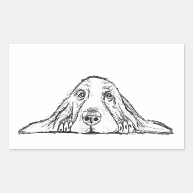Pegatina Rectangular ojos de perrito simple blanco negro (Anverso)