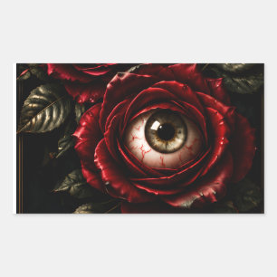 Pegatina Rectangular Ojos de Rosa Oscura Gótico Halloween Horror
