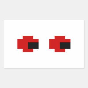 Pegatina Rectangular Ojos rojos fantasmagóricos de 8 bits