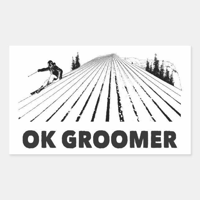 Pegatina Rectangular Ok Groomer Skiing (Anverso)