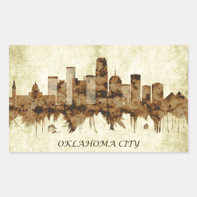 Pegatina Rectangular Oklahoma City Oklahoma (Anverso)