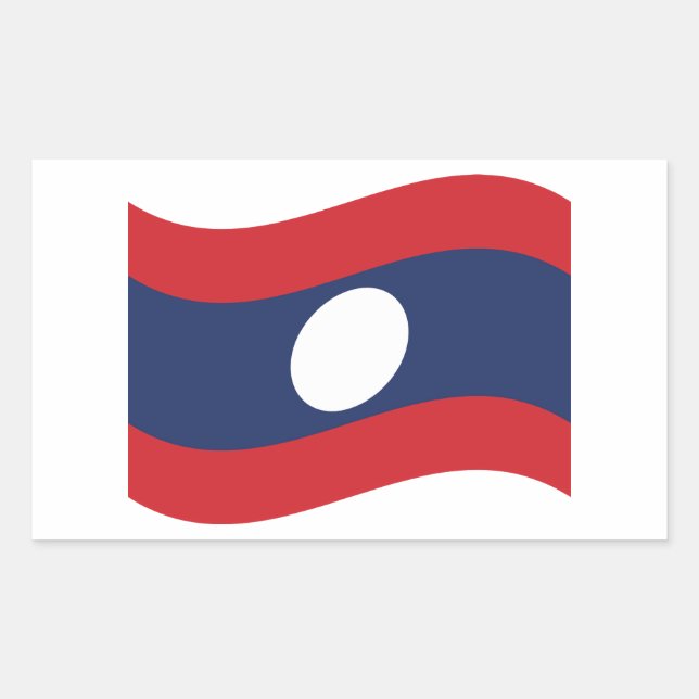 Pegatina Rectangular Ola de bandera de Laos (Anverso)