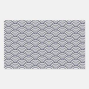 Pegatina Rectangular Olas Azules Japonesas Seigaiha Mar