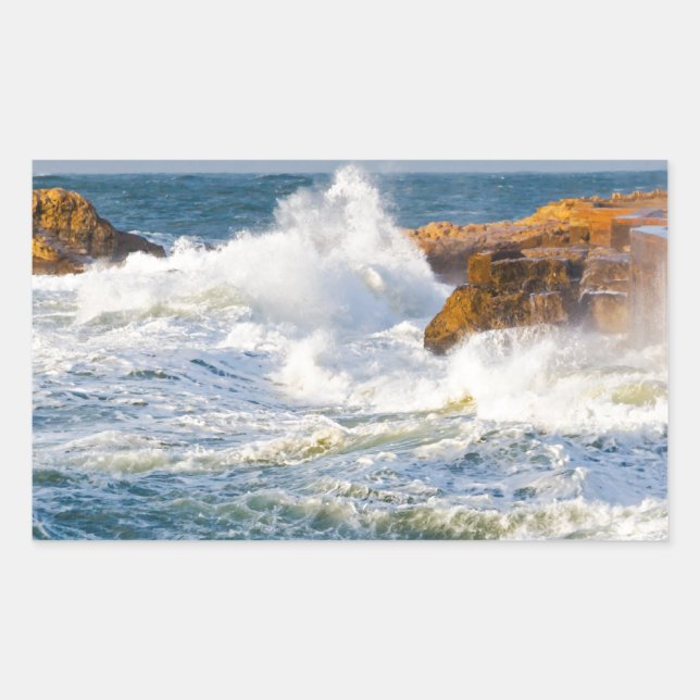 Pegatina Rectangular Olas de mar (Anverso)