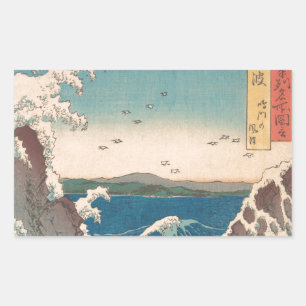 Pegatina Rectangular Olas japonesas Naruto Remolino Arte Oceánico